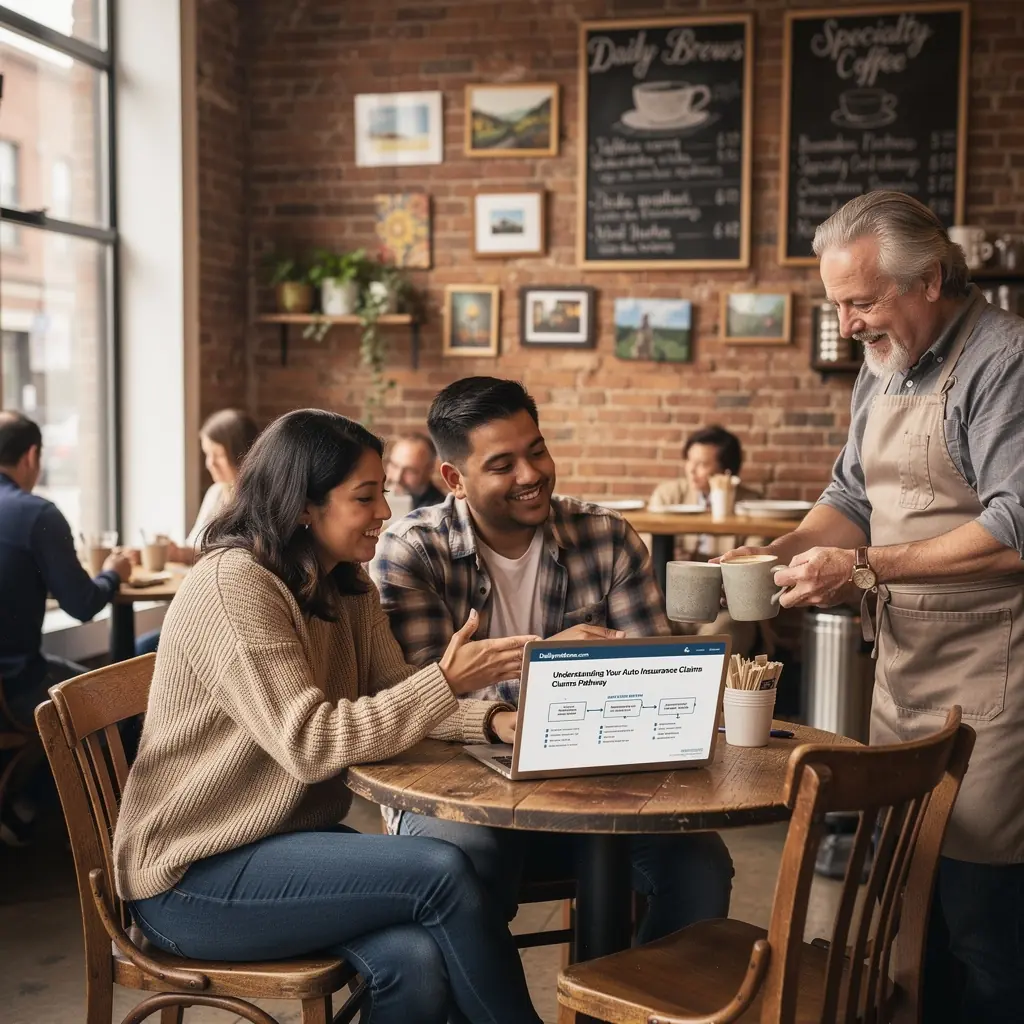 Grafika przedstawiająca przewodnik krok po kroku dotyczący uzyskiwania odszkodowania za szkody.